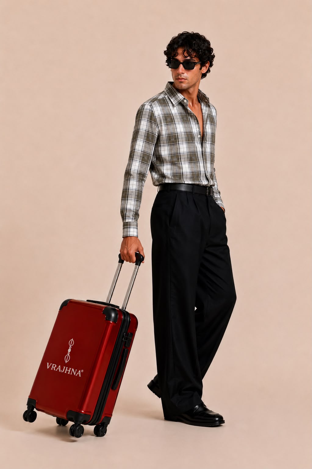 Olive Heritage Shirt worn by model, side view
